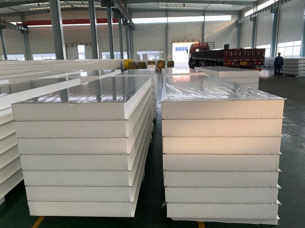 50mm, 75mm, 100mm PPGI Steel Metal Board Sandwich Insulation EPS/PU/PIR/Rock Wool Wall Panel for Prefab House